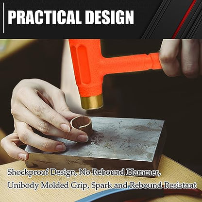 C&T 2-Pieces Dead Blow Hammer Set with Brass Cap, Orange,Shockproof Design - style: 2PC