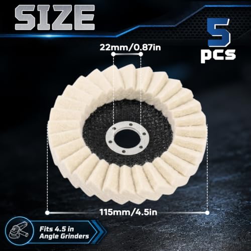 NOOTEASS 5 PCS Wool Felt Polishing Disc Buffing Wheel 4-1/2" x 7/8"