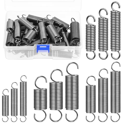 Glarks 36pcs Stainless Steel Extension Springs with Opening Hook Sets 12 Sizes Small Spring Tension Spring Wire Assortment for Machinery Construction Industrial - color: Gun Black