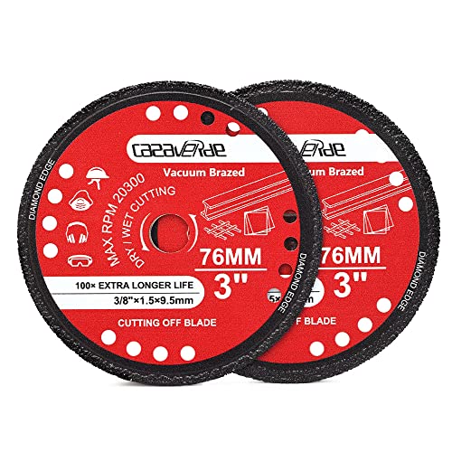 Casaverde 2 Pc/Lot Diamond Cutting Disc 3" Diamond Blade for Cutting Metal Rebar,Sheet Metal,Angle Iron,Stainless Steel - size: ☉76mm( 3")-02-2pcs
