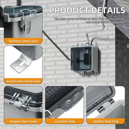 Joinfworld 6x6x4 Outdoor Electrical Box Weatherproof Junction Box - size: 5.9"x5.9"x3.5" Clear