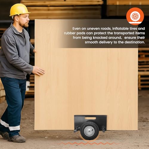 10" Panel Dolly Cart: Heavy-Duty Drywall Cart 700LB Capacity, Pneumatic Wheels, Adjustable Frame for Drywall, Plywood, Doors | Indoor & Outdoor Use (Black)