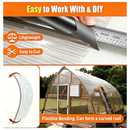 6 PCS 48×24×0.16in Polycarbonate Greenhouse Panels Twin-Wall - size: 48×24×0.16in