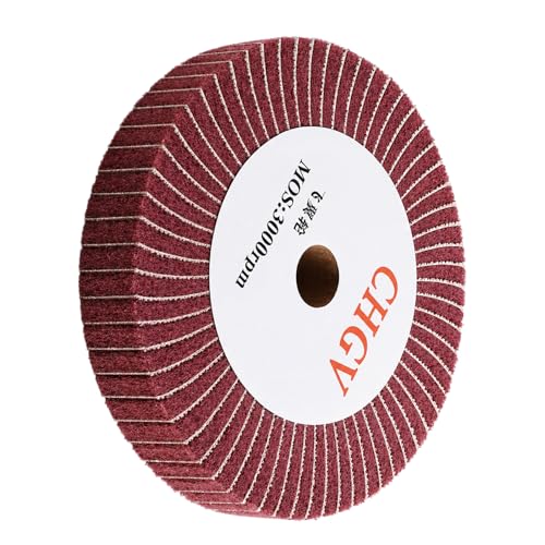 150mm x 25mm Non-Woven Nylon Polishing Burnishing Wheel, 320 Grit Wire Drawing Abrasive Flap Wheels 6" x 1" Polishing Flap Wheel for Stainless Steel Aluminum Copper Wood Metal(Red) - style: Red 6" x 1"