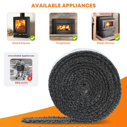 Stanbroil Stove Gasket Tape, 5/8" Width, 1/8" Thick, 72" Length - size: 5/8" Wide - 1/8" Thick