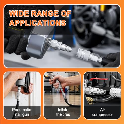 GASHER 5PCS 1/4" MNPT x 1/4" Flow 304 Stainless Steel Industrial Air Plug - size: 1/4" MNPTx1/4" Flow
