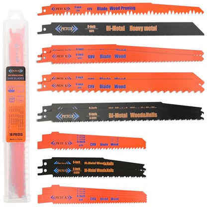 18-Piece Reciprocating Saw Blades Set, Metal Wood Plastic Cutting Saw Blade - size: 18 Count (Pack of 1)