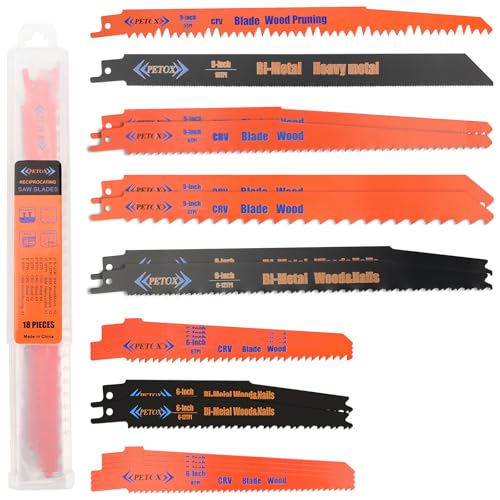 18-Piece Reciprocating Saw Blades Set, Metal Wood Plastic Cutting Saw Blade - size: 18 Count (Pack of 1)