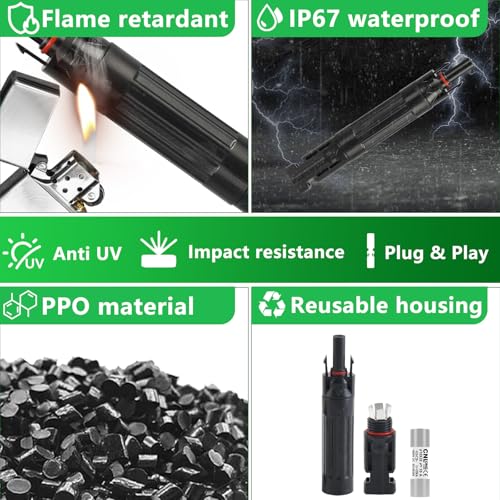 CNLonQ 10A Solar Fuse Holder Inline IP67 Waterproof Outdoor with 10x38mm Fuse for Solar Panel and Solar Controller DC1000V 2pcs - size: 10A 2Pcs