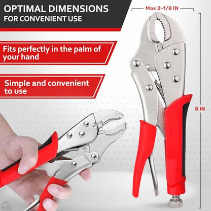 Vice Grips Pliers, 8 In, Adjustable, Alloy Steel Curved Jaw, Strong Locking