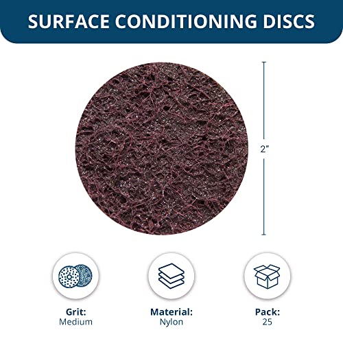 Benchmark Abrasives 2 Inch Sanding Discs Quick Change Nylon Surface Conditioning Discs, Drill & Die Grinder Sanding Disc Rust Remover for Metal Paint Stripper & Removal, Polishing - (25 Pack)(Medium) - style: Medium