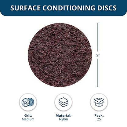 Benchmark Abrasives 2 Inch Sanding Discs Quick Change Nylon Surface Conditioning Discs, Drill & Die Grinder Sanding Disc Rust Remover for Metal Paint Stripper & Removal, Polishing - (25 Pack)(Medium) - style: Medium