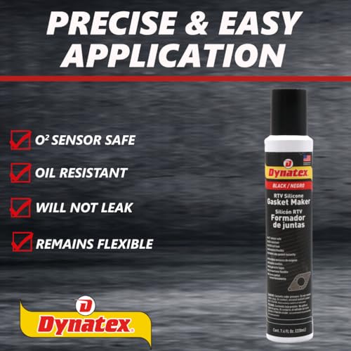 Dynatex Black RTV Silicone Gasket Maker 7.4oz Automatic Can (1 Pack) - size: 8 Ounces