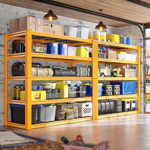 REIBII Storage Shelves, 40''W Garage Shelving, Heavy Duty Metal Shelving 2000LBS, Metal Shelves 5 Tier Industrial Shelf for Kitchen Pantry Warehouse Basement 72" H x 40''W x 17.8''D, Yellow - size: 72"H x 17.8"D x 40"W