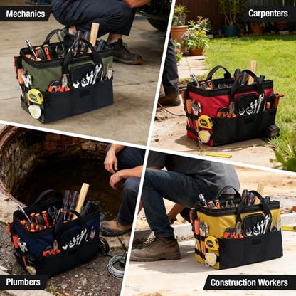 HISEA 3 Pack Heavy Duty Tool Bag, 16-Inch Waterproof Tools Organizer Tote - color: Navy, size: 16 Inch