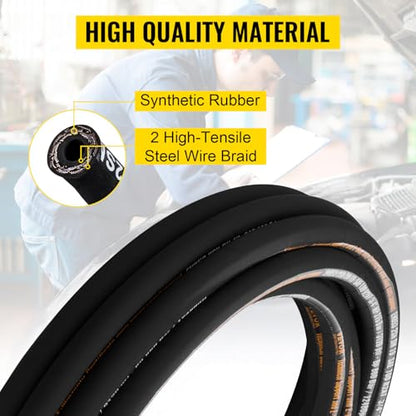 VEVOR Hydraulic Hose 3/4 inch x 50 ft, Coiled Hydraulic Hose 3120 PSI, Rubber with 2 High-Tensile Steel Wire Braid, Bulk -20℃ to 140℃, Hydraulic Oil Flexible Hose - style: 3/4 inch x 50 ft