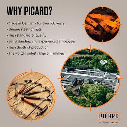 Picard Riveting Hammer BlackTec 300g - German Pattern, Cross Peen, Alloy Steel Head, Black Powder Coated, Low Vibration, Fiberglass Core Handle, Rubber Grip, 0032700-0300 - size: 300g