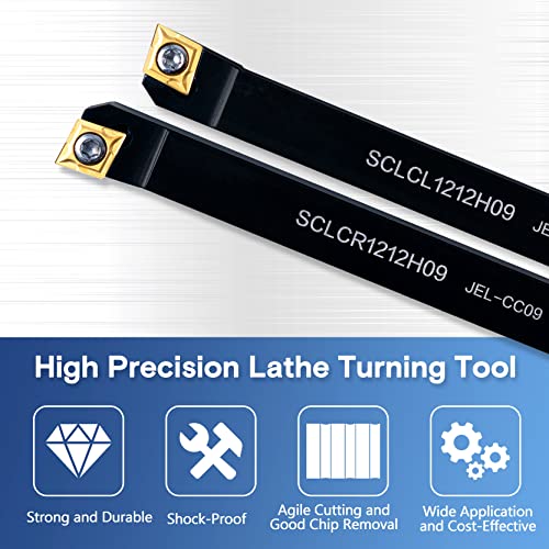 Lathe Turning Holders Threading Holder - Metal Lathe Cutting Tools 1/2" SCLCL1212H09+1/2" SCLCR1212H09 Threading Tools+10pcs Indexable Carbide Inserts Golden for Lathe Tools - color: SCLCL1212/SCLCRH09 turning holders+10pcs inserts