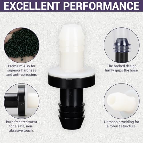 3/8" (10mm) One Way Inline Check Valve Plug-in Barb Non Return Valve ABS Plastic Water Air Systems Stop Check Valve for Liquids 6PCS - size: 3/8inch