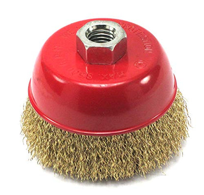 Fine Crimped Wire Cup Wheel Brush, 4x5/8 inch Metal, 1 Piece