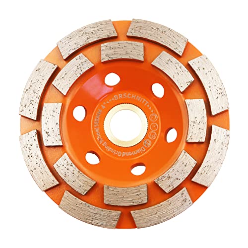 Concrete Diamond Grinding Cup Wheel,BRSCHNITT 4 inch Angle Grinder Diamond Double Row Cutting Wheel for Grinding/Polishing/Cleaning Surface Grinding Granite, Concrete,Stone,Cement,Marble,Rock (100mm) - size: 4"(100mm)