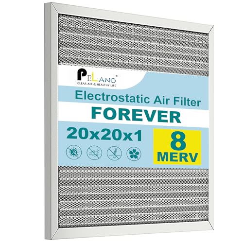 20x20x1 Reusable Air Filter, Electrostatic HVAC Air Filter, Lasts a Lifetime, Washable, Enjoy Fresher Air in Home and Office, MERV 8 (Actual Size:19.75x19.75x0.8 Inch) - size: 20" x 20" x 1"