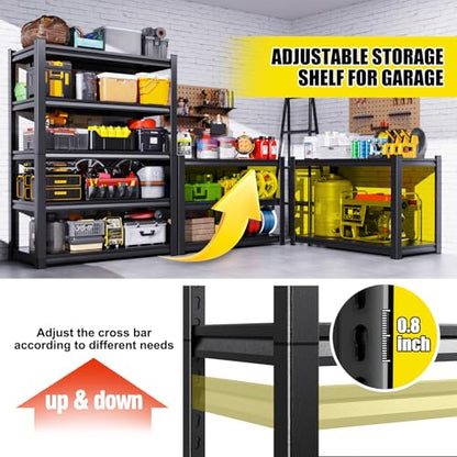Set of 2 Garage Shelving-2050 lbs 5 Tier Storage Shelves,Adjustable Heavy Duty Metal Shelving Unit and Storage Large Rack,Utility Steel Shelf for Warehouse Industrial Pantry Basement 71"x46"x20" - size: 45.7"Wx20"Dx71"H