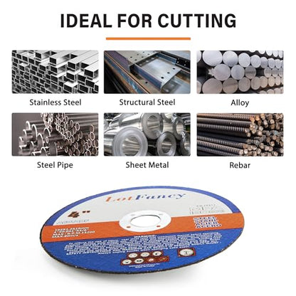 LotFancy Cut Off Wheels, 4 inch, Pack of 10, Angle Grinder Cutting Disc, Metal and Stainless Steel Cutting Wheels, Welding Accessories, Thin Kerf, Flat T1 Cut-Off Tool, 4 x 0.045 x 5/8” - style: 4in (Pack of 10)