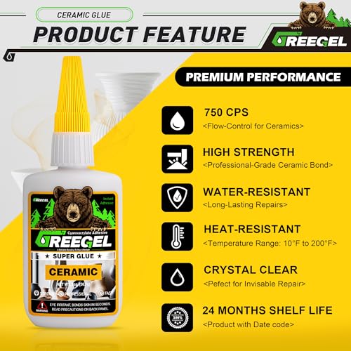 Ceramic CA Glue, Porcelain Clear Super Glue for DIY & Repairs, 2 oz - size: 2 Ounce, style: Ceramic Super Glue