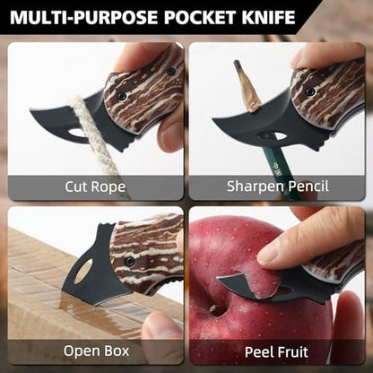 Small Pocket Knife for Women Men, Cool Folding Knife Box Cutter, Folding Utility Knife with 1.38''Sharp Blade, Mini EDC Knives for Everyday Carry, Ideal Gifts for Men and Women（Wood Grain） - color: Wood Grain