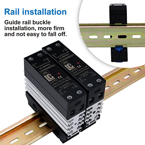 Din Rail Solid State Relay with Heat Sink - DC to AC (3-32V DC Input, 24-480V AC Output), 40A SSR (Pack of 4) - size: DC to AC 40A (Pack of 4)