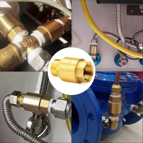 ChillWaves Brass In-Line Spring Check Valve 1-1/4" NPT Male x 1-1/4" NPT Female Thread, One-Way Non-return Vertical Check Valve for Backflow Prevention(1-PACK) - size: 1-1/4" MNPT x 1-1/4" FNPT