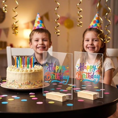 Bercoor 10 Pack 5x7 Inch Blank Clear Acrylic Sign with Wooden Stands, Rectangle Top Acrylic Sheet, DIY Acrylic Rectangle Table Numbers for DIY Name Card Gifts Event Party Sign Decoration - size: 5x7 rectangle