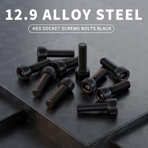 M6-1.0 x 50mm Socket Head Cap Screws, 12.9 Grade Alloy Steel, Black Oxide Finish, Machine Thread, Allen Socket Drive, Quantity 25 - size: M6 x 50mm(25 PCS)