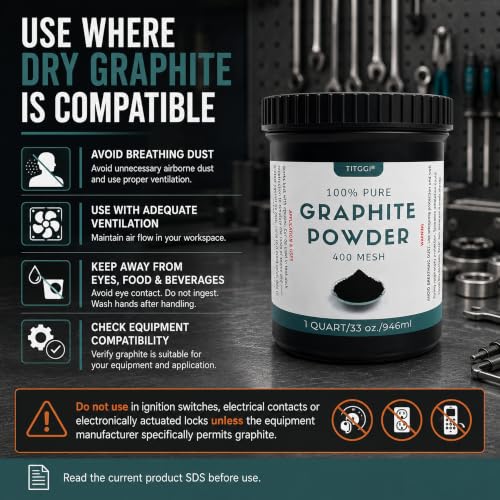 TITGGI Graphite Powder, 1 Quart Jar, Fine Black Graphite Raw
