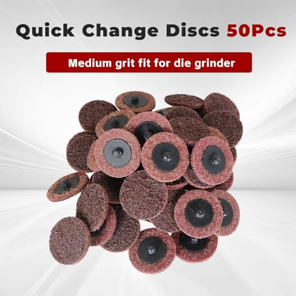 findmall 50Pcs 2 Inch Maroon Quick Change Surface Prep Conditioning Discs, Medium Grit for Cleaning, Finishing and Deburring on All Metals (Pack of 2) - size: 2 inches (Pack of 2)