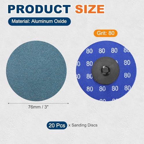 20 Pcs 3" 80 Grit Quick Change Surface Conditioning Discs - size: 3" (80 Grit)