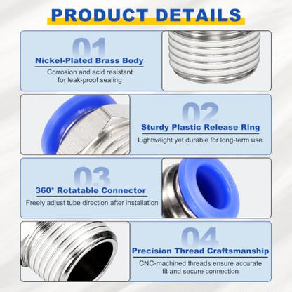 10Pcs Pneumatic Push to Connect Fitting Fit 4mm OD Tube 1/8 MNPT - color: Blue, size: 4mm OD x 1/8 NPT
