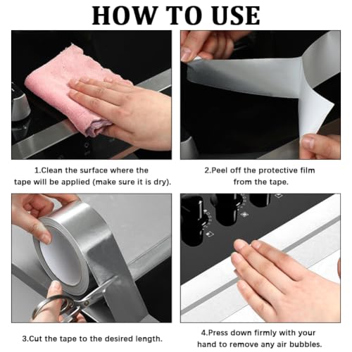GORGECRAFT 10m*48~50mm Repair Aluminum Foil Tape Duct Tape Heavy Duty Waterproof Premium Silver Metal HVAC Heat Tapes High Temperature Dryer Vent Insulation Supply for Ductwork Sealing Furnace