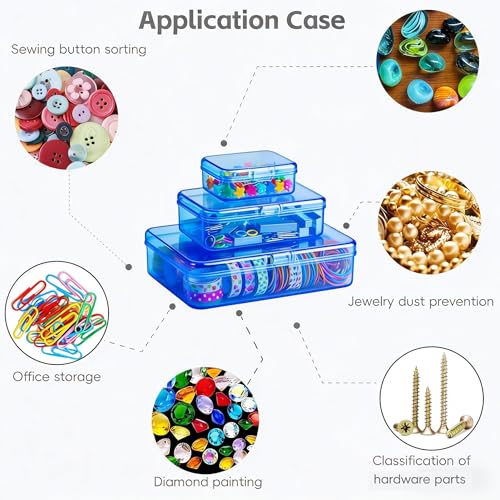 LJY 28 Plastic Boxes, 3 Sizes for Model Parts - color: Blue