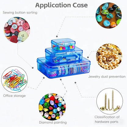 LJY 28 Plastic Boxes, 3 Sizes for Model Parts - color: Blue