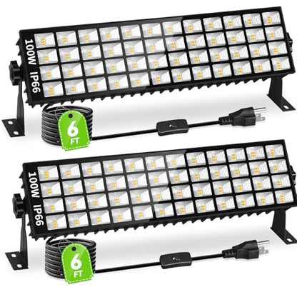 2 Pack LED Shop Lights, 3000K Warm White Plug in Garage Light Waterproof - size: Warm 2pcs