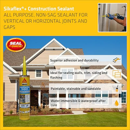 SIKA Sikaflex Polyurethane Construction Joint Sealant, Tan, 10.1 fl oz - color: Tan