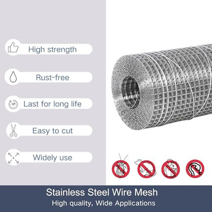 Stainless Steel 304 Welded Wire Mesh-15.7 inches x 10 feet 1/4 inch Hardware Cloth