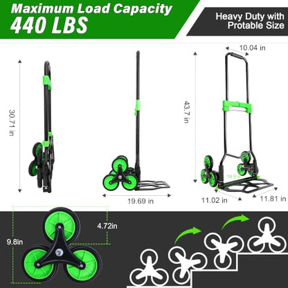 Stair Climbing Dolly with 6 Wheels, 2 in 1 Hand Truck Dolly Cart