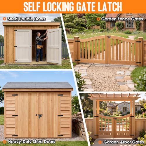 Heavy Duty Gate Hinges 270° Folding with Slide Bolt Latch Outdoor Black - size: Black-5PCS