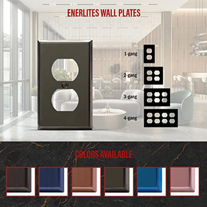 ENERLITES Duplex Receptacle Metal Wall Plate, 1-Gang, Polished Black - color: Polished Black, size: Standard Size