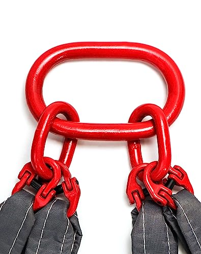 QWORK 5Ft Chain Sling, 13220lbs Sling Chain, 6T Chain Hoist, with 4 Legs Grab Hook and Adjuster, G80 Alloy Steel Engine Lift Chain Link Eye Hook Complete Rigging for Safe Towing and Handling of Cargo - color: 5Ft, size: 13220lbs