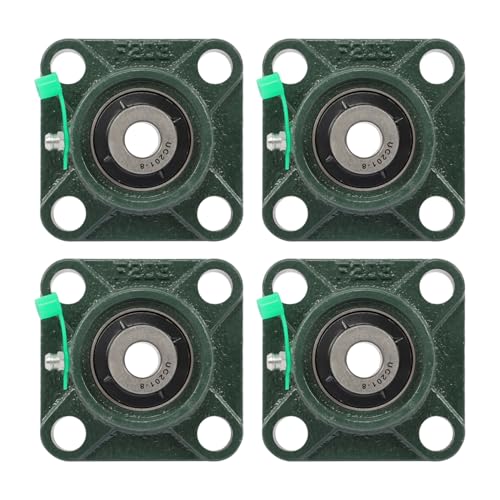 findmall 4 Pcs UCF201-8 1/2 inch Bore Pillow Block Bearing, 4-Bolt Flange Mount Solid Cast Iron Base, Self-Aligning