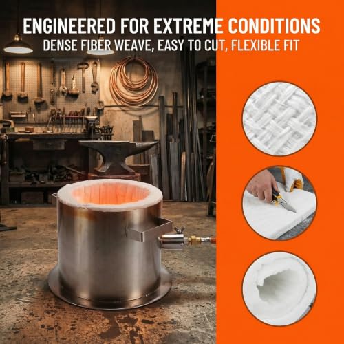 Ceramic Fiber Insulation Blanket 24"x15.7"x1.18", 2700°F Fireproof - color: 24'' x15.7'' x1.18'' /1 Piece